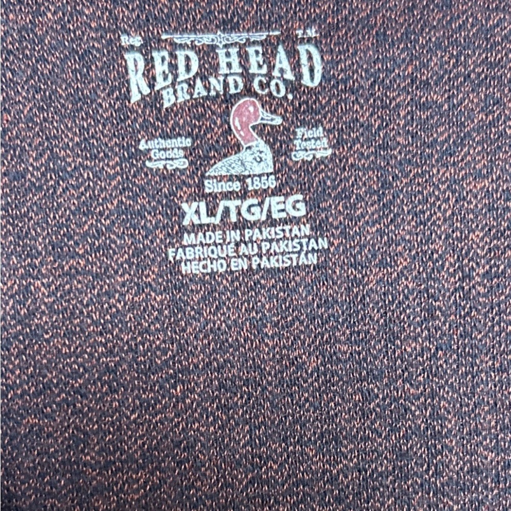 Men’s RedHead Brand Co Thermal Pullover Sweater XL Burgundy Quarter Zip - Picture 9 of 9